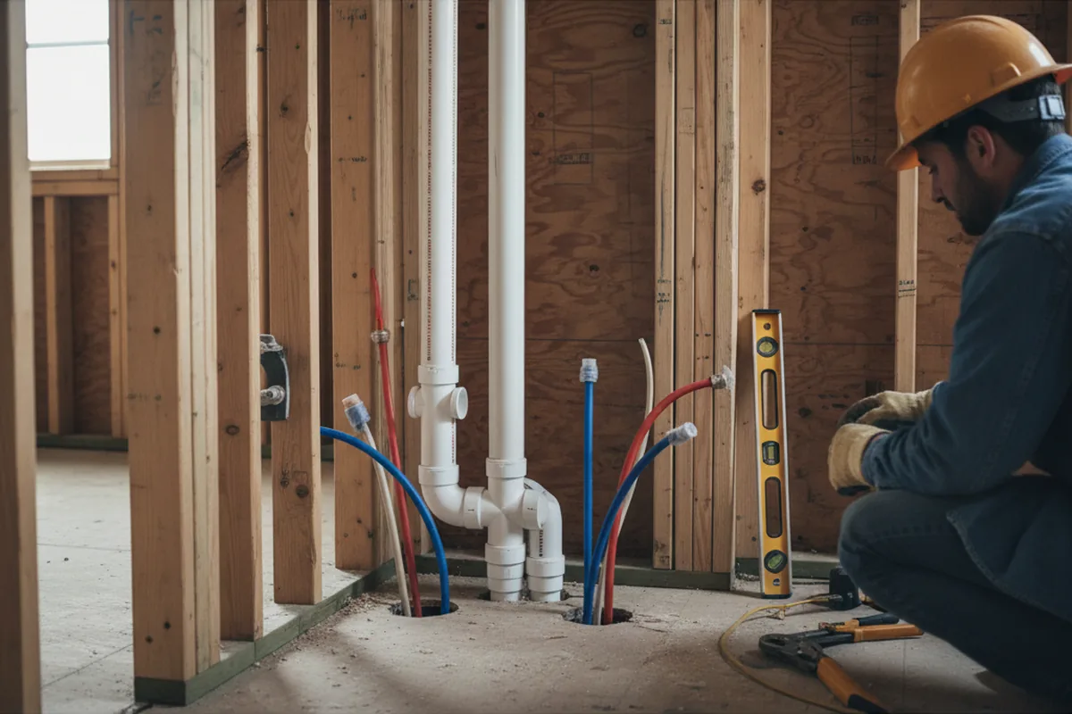 Drain and supply rough-in during Drain Cleaning in Elkridge