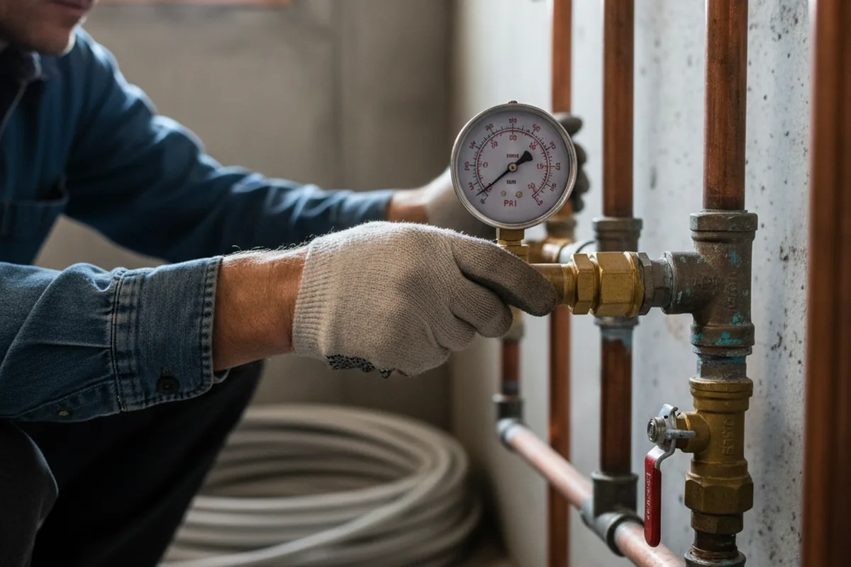 Pressure testing a repaired line during Water Line Repair in Elkridge